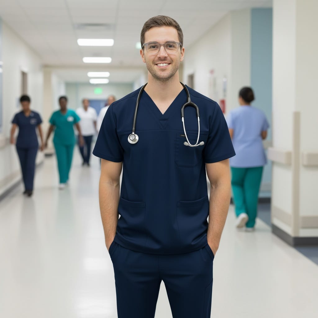 Premium Men’s Scrub Top (Prestige Trio)